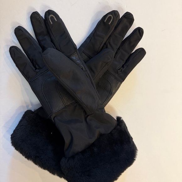UGG Shearling Fur-Trimmed and Nylon Lined Gloves Womens L/XL - Picture 3 of 7